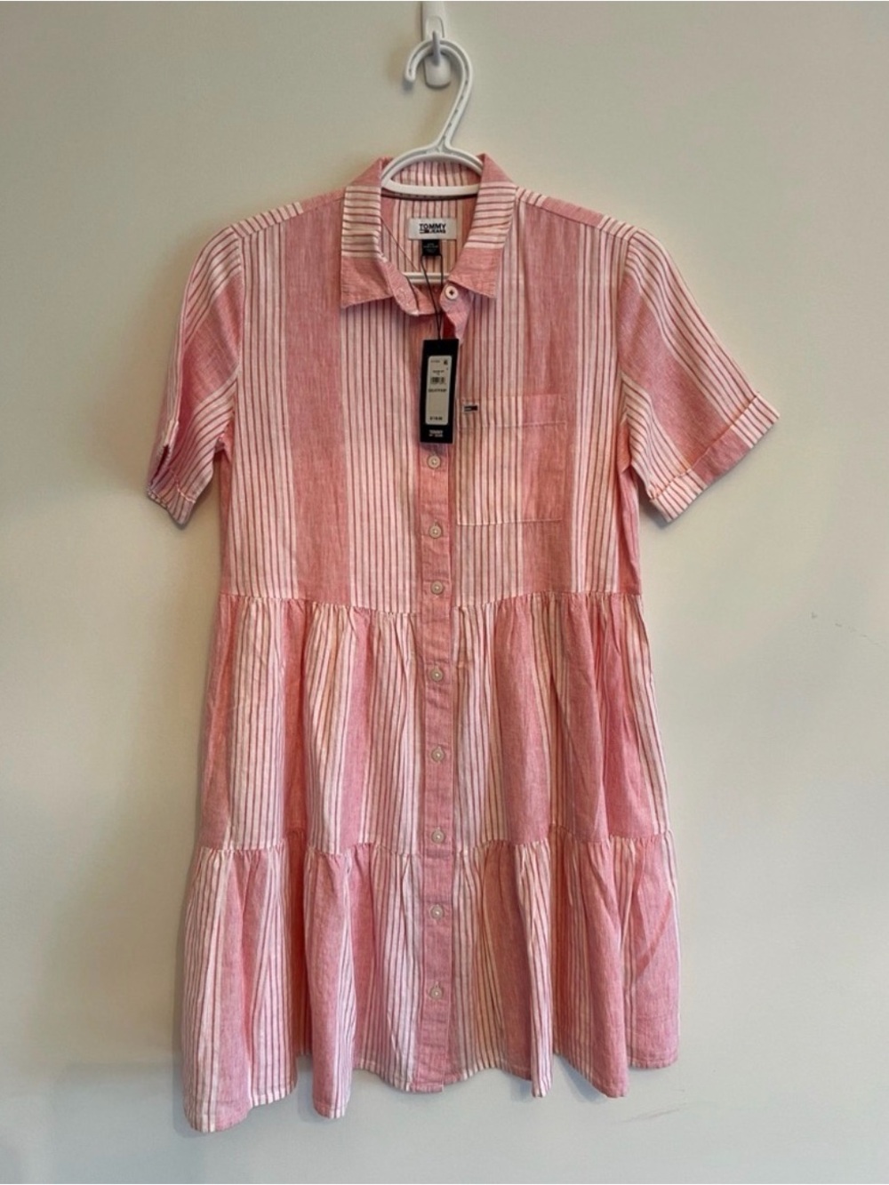 Pink Striped Button-Front Dress xxs oversized